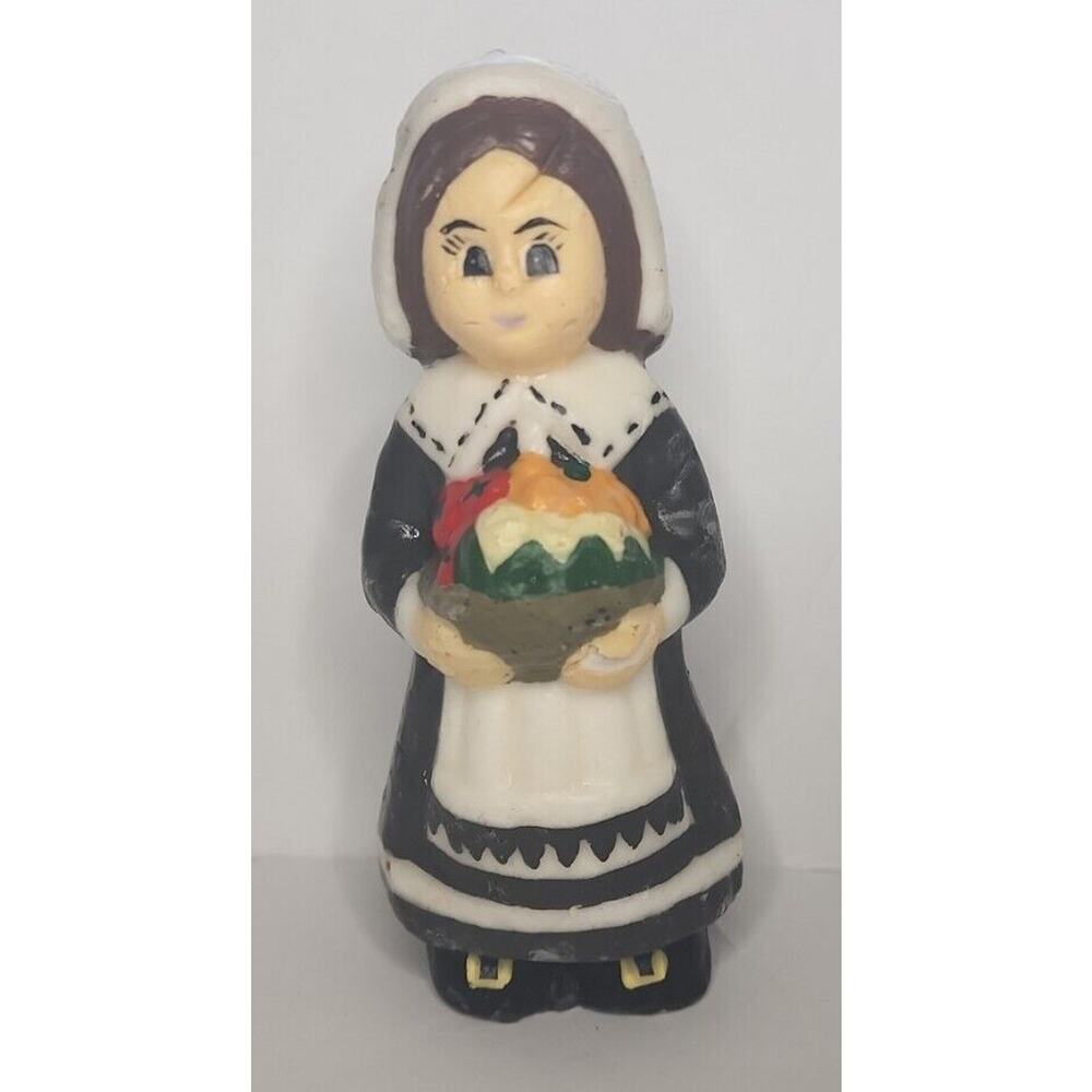 Vintage Pilgrim Girl Thanksgiving Candle 5.5" SKU H99